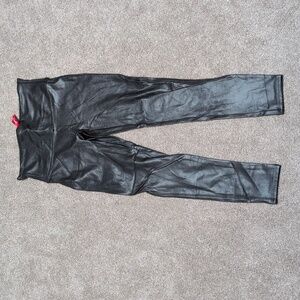 Spanx Faux Metallic Leggings Large Black Like New